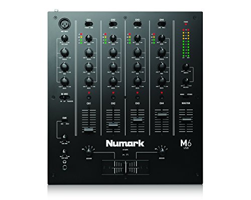 Numark M6 USB - 4-Channel DJ Mixer with Built-In Audio Interface, 3-Band EQ, Microphone Input and Replaceable Crossfader with Slope Control