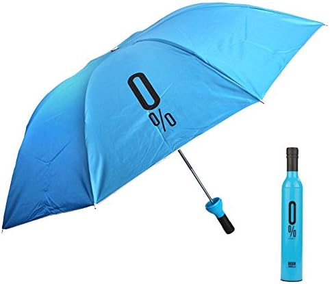 OUBAO 0% Pattern Design Umbrella Wine Bottles Folding Sun & Rain Umbrella (Blue)