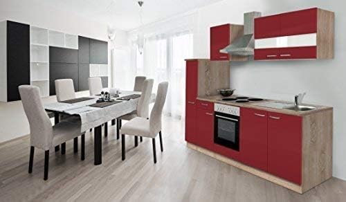 Respekta Kitchen Angle Cooker Cooker Modular Block Cooker 250 cm ruvido-segato Red Oak