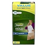 Depend FIT-FLEX Incontinence Underwear for Women, Maximum Absorbency, XL by Depend (26 count-Pack of 3)
