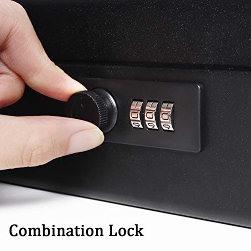 Decaller Large Cantilever Money Box, Metal Frosted Cash Box with Combination Lock - 5 Compartments & 4 Spring-Loaded Clips for Bills, 11 4/5" x 9 2/5" x 3 1/2", QH30013L