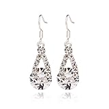 Voberry® Fashion Women Big Crystal Pendant Fashion Long Paragraph Brilliant Drop Dangle Earrings (White)