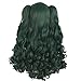 MapofBeauty 28 Inch/70cm Lolita Long Curly 2 Ponytails Clip on Cosplay Wig (Pine Green)