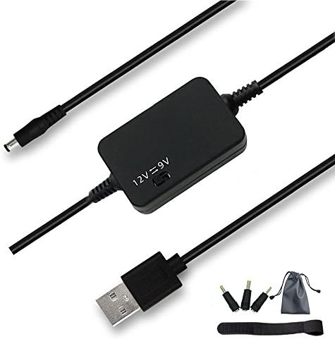 SAIYU DC 5V to DC 9V or 12V Step Up USB Voltage Converter Adjustable Power Adapter Voltage Regulator Transformer Plug with Cable Straps/ 3 Replacement DC Connectors(5V-9/12V)
