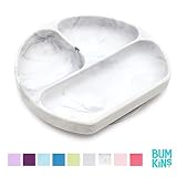 Bumkins Silicone Grip Dish, Suction Plate, Divided Plate, Baby Toddler Plate, BPA Free, Microwave Dishwasher Safe - Marbled