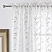 VISIONTEX White Sheer Voile Curtains, Decorative Beige Leaves Embroidery Faux Linen Rod Pocket Window Drapes for Home Kitchen, Living Room and Bedroom 54 x 63 Inch, Set of 2 Curtain Panels