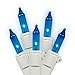 Set of 35 Blue Mini Christmas Lights - White Wire
