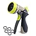 Homdox Garden Hose Spray Nozzle Metal Water Nozzle High Pressure Hand Sprayer with 8 Patterns Adjustable,5 Washers for Watering Plants, Cleaning Car Wash and Washing Dogs