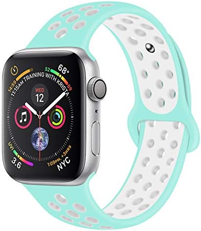 Straper Compatible for Watch Strap 38mm 42mm Premium Soft Silicone Watch Band Breathable Holes Replacement Wristbands Compatible for Watch Strap Series 4 3 2 1 and Edition