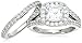 Amazon Essentials Platinum-Plated Sterling Silver Infinite Elements Zirconia Cushion Halo Ring Set, (previously Amazon Collection)