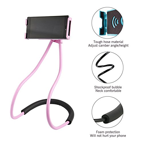 NCElec Neck Cell Phone Holder for Desk Bed,Bike and Motorcycle Phone Mount,Universal Lazy Bracket Mobile Phone Stand Holder (Pink)