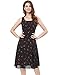Allegra K Women's St Patrick's Day Sleeveless Casual Retro Summer Square Neck Print Chiffon Floral Dress Large Black