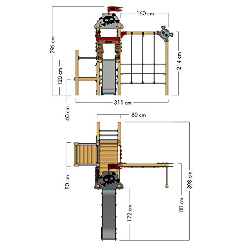 Klettergerüst WICKEY PRO Magic Fear+ für den öffentlichen Kinder-Spielplatz - Kletterturm mit Rutsche für Kindergarten… – Bild 7