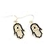 Gold-tone Black Buddha Hand,Hamsa Hand Dangle Drop Earrings