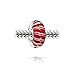 Holiday Candy Cane Stripe Murano Glass 925 Sterling Silver Spacer Bead Fits European Charm Bracelet For Women For Teen