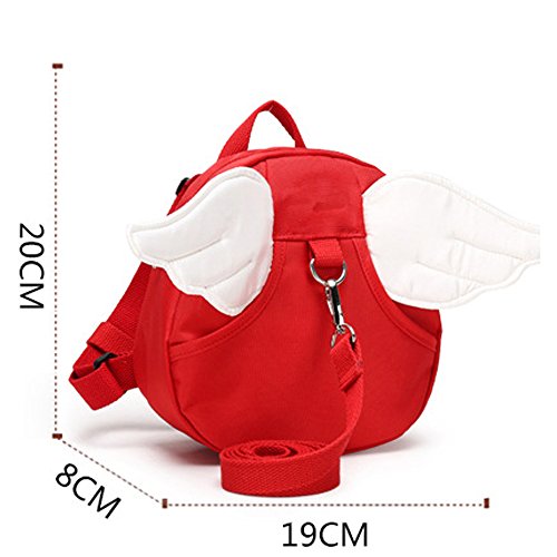 Anti Lost Backpack for kids, Haneye Walking Safety Belt Harness Toddler Reins Strap with Leash (Red)