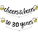 Joymee Cheers to 30 Years Black Glitter Banner for 30th Birthday Wedding Aniversary Party Supplies Decorations - PRESTRUNG (Cheers to 30th Years)