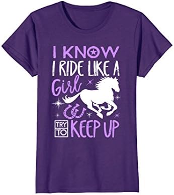 Womens Horse Riding, Horseback Riding T-Shirt Horse Girl Gift Shirt Small Purple