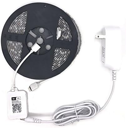 Smart Wifi LED Lightstrip,RGB Light Strip Rope, SMD 5050 Waterproof LED Lights,Working with Android &amp; iOS, Amazon Alexa System, 16.4Ft(5M) 300leds 60leds/m
