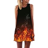 UONQD Summer Dresses for Women Vintage 3D Floral Bohe Tank Casual Short Mini Dress