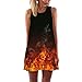 UONQD Summer Dresses for Women Vintage 3D Floral Bohe Tank Casual Short Mini Dress