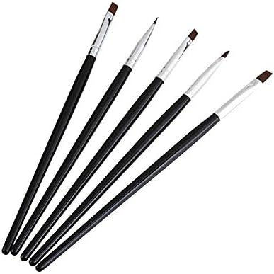 Ranphykx 5Pcs Wood Handle UV Nail Art Pens Flat Brushes Kit Nail Art Brush Tools
