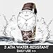 BUREI Men's Quartz Wrist Watches with Sapphire Crystal Brown Leather Strap