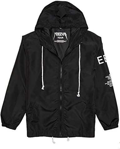 Nessere Men's Lightweight Front-Zip Hooded Sun-Protective Jacket Waterproof Raincoat Black Small