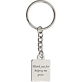 Syd & Gabi - Double Sided Thank You For Helping Me Grow Square Key Chain - Inspirational Keychain. Veterans Owned Business
