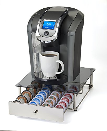 NIFTY KB6590 Glass Top Storage Drawer for Keurig 2.0, Chrome