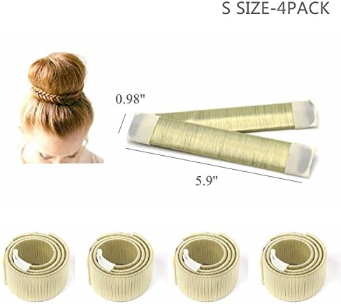 CLOTHOBEAUTY small size DIY Hair Bun Making Women Girls Kids Hair Bun Making Styling Twist Donut Bun Hairstyle Tool,kids/child hair bun maker, for thin/short hair(5.9'', 4 Pack) (Blonde)