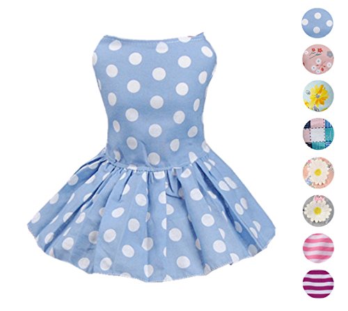 Alroman Dog Dresses Pets Clothes Pet Dresses Doggie Skirt Puppy Clothes Dog Clothes Puppy Apparel Cat Dresses Dog Outfits (XS, Blue Dot)