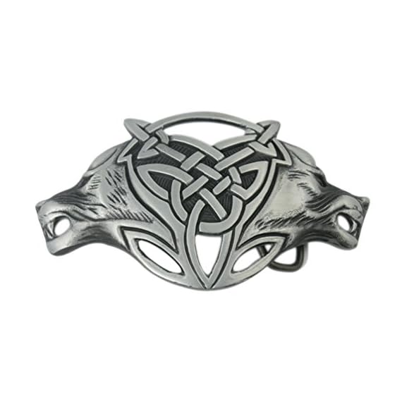 VIGOROSO-Men-Gothic-Funny-Lovely-Celtic-Wild-Wolf-Fox-Double-Head-Belt-Buckle