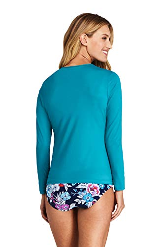 Lands' End Rash Guard for Women | Long Sleeve Rash Guard Women's Swim Tees Vivid Teal