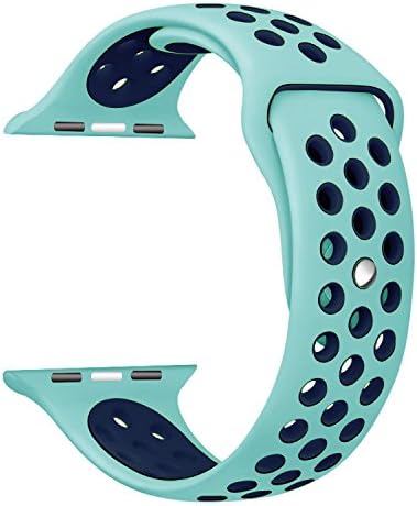StarMoring Soft Silicone Sport Band Replacement Wrist Strap for iWatch Apple Watch Series 1 Series 2,38mm,S/M,Turquoise and Midnightblue