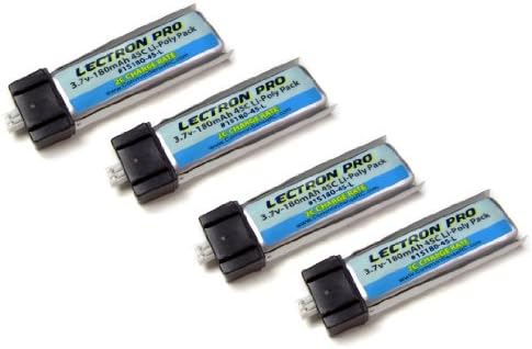 Lectron Pro 2 Pack 3.7V 180mAh 45C with Micro Connector for Blade Helicopters & Umx Planes Lipo Battery