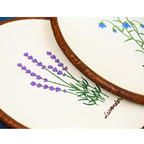 2 Pack Embroidery Kit, Full Range of Embroidery Starter Kit with Pattern DIY Embroidery Kit for Beginner Including Embroidery Cloth, Embroidery Hoop, Threads, Tools Kit (Lavender and Lupine)