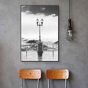 Floating Framed Canvas Wall Art for Living Room, Bedroom Black and White Building Canvas Prints for Home Decoration Ready to Hang - 16x24 inches