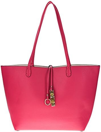 Proya Collection Reversible 2 in 1 Fashion Tote Handbag with Pouch (Hot Pink)