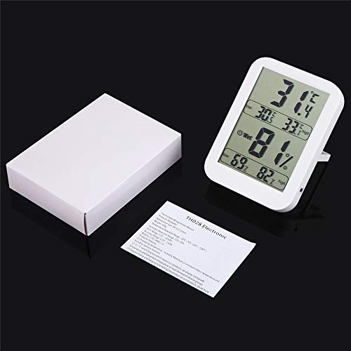DICPOLIA LCD Digital Hygrometer Thermometers Household Office Desktop Display,Indoor Outdoor Thermometer Digital Hygromete,Weather Thermometer Monitor for Home,Car,Office,Room (White) - Thumbnail 5