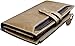 Yahoho Women's Large Capacity Luxury Waxy Genuine Leather Wallet with Zipper Pocket