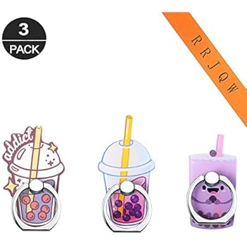 Phone Ring Holder Stand,Boba Milk Tea Phone Ring Stand Holder 360 Rotation Finger Ring Grip Stand for Cellphones,Smartphones and Tablets (3 Pack Boba Milk Tea Phone Ring Stand)