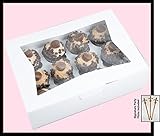 Pack of 10 White Cupcake Box with Window holds 12 INSERTS Included