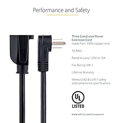 StarTech.com 1ft (0.3m) Power Extension Cord, Right