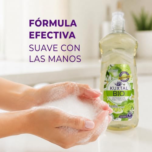 KUXTAL Detergente para Trastes Paquete de 2, Elimina la Grasa sin Percudir los Platos, Amigable con las Manos, Biodegradable OECD 301-A, Ingredientes Naturales, Aroma Cítrico