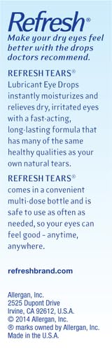 REFRESH TEARS, LUBRICANT EYE DROPS, 2 BOTTLES .5 FL OZ (15 ML)