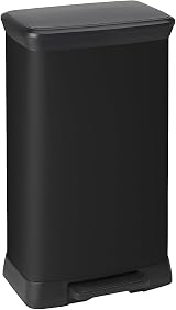 Curver 50L Deco Pedal Bin Matt Black Waste Bin Kitchen Home Office