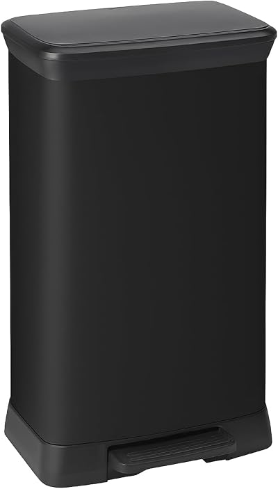 Curver 50L Deco Pedal Bin Matt Black Waste Bin Kitchen Home Office