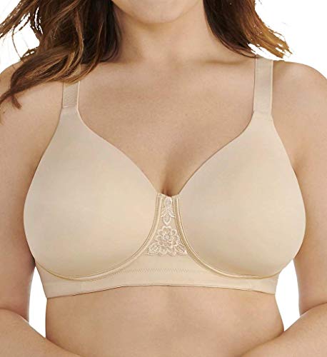 Vanity Fair Womens Full Figure Beauty Back Smoothing Bra, 4 Way Stretch Fabric, Lightly Lined Cups Up to H, Opaque, Wirefree-Beige, 38DD