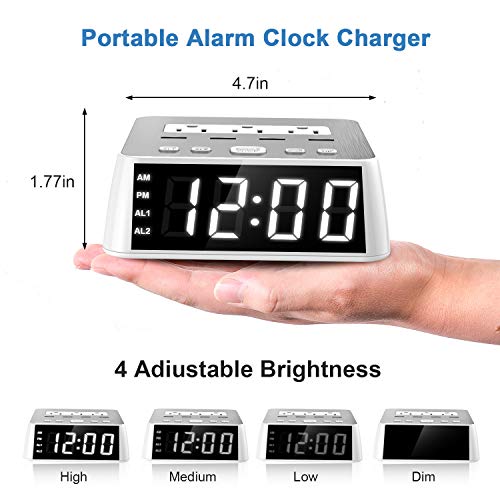Dual Alarm Clock with USB Charger,Alarm Clock Charging Station Dock